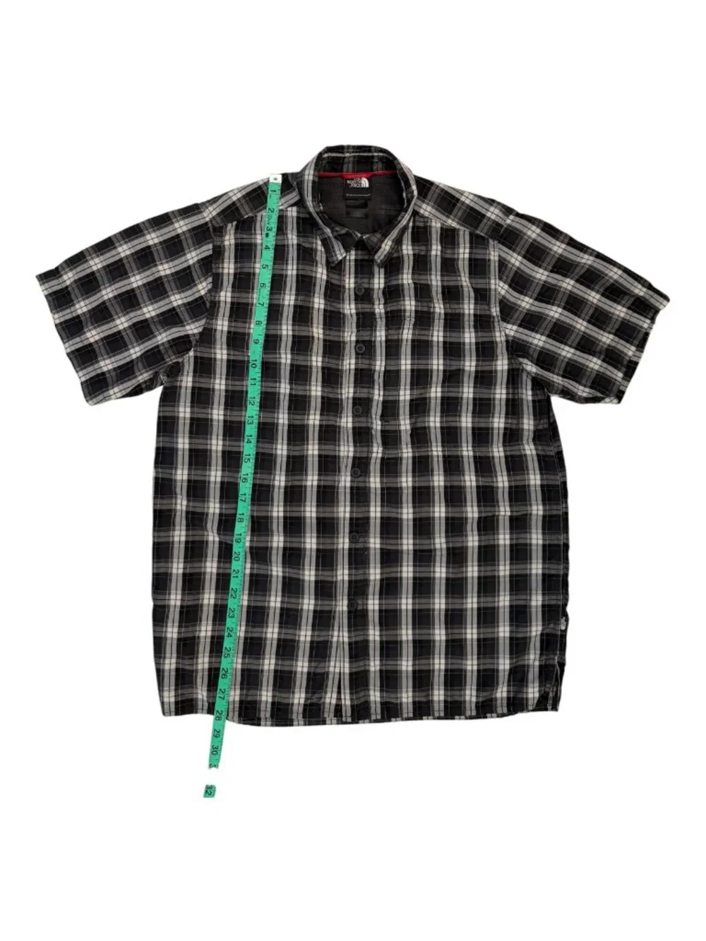 The North Face Horizon Short Sleeve Plaid Button-Up Shirt Men's Med Black/Gray